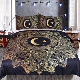 Bedding Sets LISM Flower Type Stamping Star And Moon Product Four-piece Polyester Quilt Cover Double 1.5 / 1.8 M Sheet
