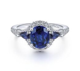 Fashionable 925 Silver Blue Diamond Female Romantic Engagement Wedding Ring Size 6106630941