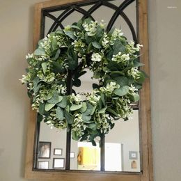 Decorative Flowers Artificial Eucalyptus Leaf Wreath Flower Summer Front Door Family Wall Wedding Party Hanging Decoration