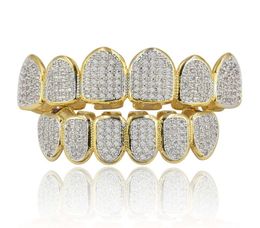 Zircon Grillz Braces Vampire Teeth Hip Hop Personality Fangs Gold Silver Teeth Womenmen Dental Grills Jewelry3524594