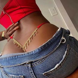 Briefs Panties Custom Metal Letters Waist Chain Body Jewellery For Women Gold Silver Colour Personzed Body Chain for Women Sexy Body Jewellery T240510