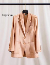 Women's Suits Lingzhiwu Acetate Blazer Satin Top Female Elegant Ladies Quality 2024 Spring Loose Outerwear Arrive