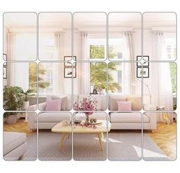 Wall Stickers 3D Mirror Sheets Flexible Non Glass Plastic Arylic Self Adhesive Tiles3211529