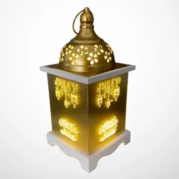 Table Lamps Muslim Eid Storm Lamp Portable Wooden Lantern Ramadan Light Crafts Party Decor For Home Outdoor