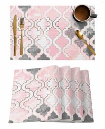 Table Mats Painted Mottled Modern Morocco Pink Kitchen Tableware Cup Bottle Placemat Coffee Pads 4/6pcs Desktop