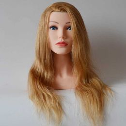 Mannequin Heads Advanced Human Model Head 100% Natural Hair 24 Removal Dummy Doll Blond Training Q240510