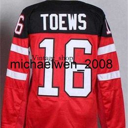 Vin Weng vintage 2015 World Juniors IIHF 100th Anniversary Womens Jerseys 16 Jonathan Toews Red Ice Hockey Jersey 100% Embroidery