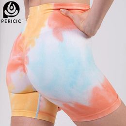 Active Shorts Women Tie Dye BuLifting High Waisted Seamless Yoga Fitness Outfit Workout Scrunch Booty GYM Running Bike