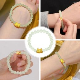 Charm Bracelets Beads Bracelet 2024 Chinese-style Dragon Year Gifts Stone Hetian This Jade Design Women F9N6