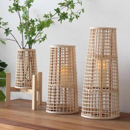 Candle Holders Nordic Large Decor Holder Retro Wooden Pillar Wedding Lantern Tealight Porta Candele ZP50ZT