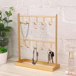 Hooks Table Iron Jewelry Earrings Hanger Necklace Hair Bracelet Display Rack Key Storage