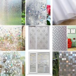Window Stickers 45 100cm 3D Laser Static Privacy Film Self-adhesive Glass Bedroom Bathroom Office Kitchen Home Decorative Films