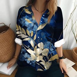 Women's Blouses Women Shirts & Fashion Leaf Printing Shirt Casual Elegant Long Sleeved Summer Sleeve Loose