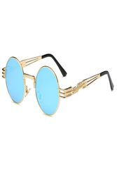 Sunglasses Luxury Men Round Sun glass Coating Glasses Metal Vintage Retro Lentes of Male 16 colors4302686