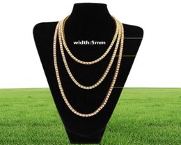 Men039s Hip Hop Bling Bling Iced Out Tennis Chain 1 Row Necklaces Luxury SilverGold Colour Men Chain Fashion Jewelry8583015