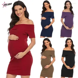 Casual Dresses PULABO Spring Autumn Winter Pregnant Women Long Sleeve Bodycon Sweater Dress Mother Home Clothes Maternity