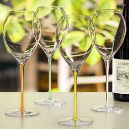 Wine Glasses JINYOUJIA Colour Handle Champagne Glass Crystal Handmade Extremely Thin Masterly Craft Perfect Flawless Goblet