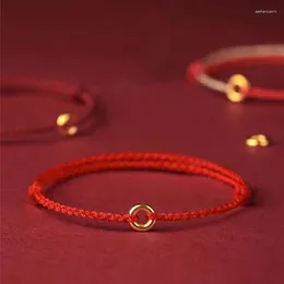 Charm Bracelets Ancient Art No Fading Gold Color Circle Hand Rope Bracelet Hand-woven Lucky Red Black Anklet Gift Ornaments Accessories