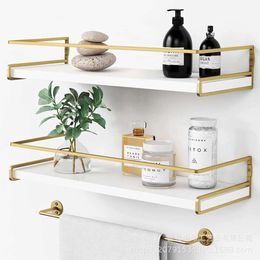 Floating Bedroom Bathroom Shelf with Towel Bar Modern Storage Daycare Suspended Rack