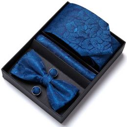 Neck Tie Set 4PCS in gift box Men Bow Tie and Handkerchief Set Bowtie Slim Necktie Corbatas Hombre Pajaritas Cravate Homme Noeud Papillon Man