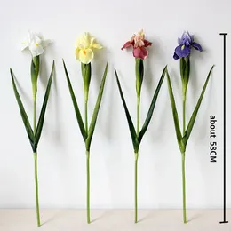 Decorative Flowers 3Pcs High-end PU Irish Iris Artificial Flower Realistic Fake Home Accessories Party Bouquet Wedding Decoration Ornaments