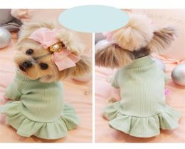 Cute Dog Party Wedding Dress Cat Pet Skirt Sweater Dress for Small Dog Girls Summer Cotton Base Shirt Clothes Costume LJ2011308480163