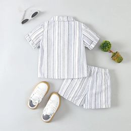 Clothing Sets Born Baby Boy Summer Outfit Cotton Linen Short Sleeve Button Down Shirt Elastic Waist Shorts 2Pcs Casual Clothes