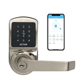 Smart Keyless Entry Door SCYAN X2 Handle Lock, with Touch Screen Keyboard Access, Automatic Locking, Suitable for Families, Airbnb Rental Housing, Satin Nickel