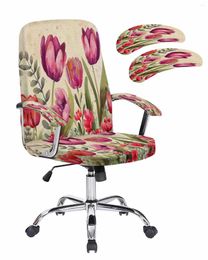 Chair Covers Flower Tulip Leaves Elastic Office Cover Gaming Computer Armchair Protector Seat