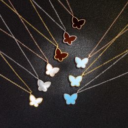 Designer Necklace Vanca Luxury Gold Chain S925 Silver Butterfly Womens White Fritillaria Agate Sweet Simple Maiden Heart Pendant Versatile Clavicle Chain