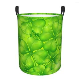 Laundry Bags Waterproof Storage Bag Clover Leaf Background Household Dirty Basket Folding Bucket Clothes Toys Organiser