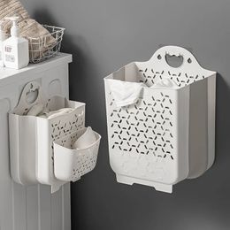 Foldable bathroom laundry basket wall mounted dirty clothes storage basket foldable laundry bag 240510