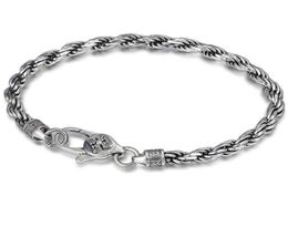 Quality 925 Sterling silver Braided link chain bracelets 4MM American European antique handmade vintage designer luxury Jewellery ac6178162