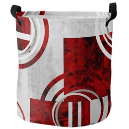 Laundry Bags Abstract Retro Geometric Marble Texture Red Foldable Basket Large Capacity Waterproof Organiser Kid Toy Storage Bag