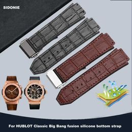 Watch Bands Genuine leather waterproof strap For HUBLOT Classic Big Bang fusion sile bottom strap mens 26mm -19mm Q240510