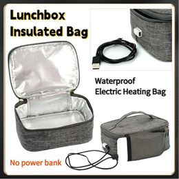 Dinnerware USB Electric Heating Insulated Lunch Bag Mini Box 12V Heated Thermal Warmer Container Camping Accessories