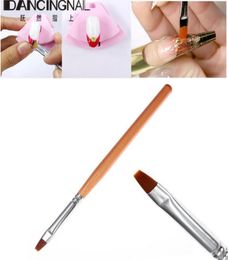 Whole 1Pc UV Gel Nails Brushes Sable Hair Wooden Handle Round Nail Art Drawing Brush Flat Pen For Beauty Salon Manicure DIY T1575673