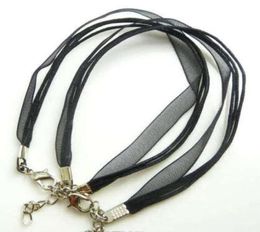 fashion black organza voile ribbon necklaces pendants chains cord 18 jewelry diy making9540213