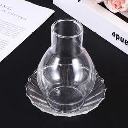 Candle Holders 1pc Glass Candlestick Cover Modern Simple Holder Wind-Proof Decoration With Textured Base For