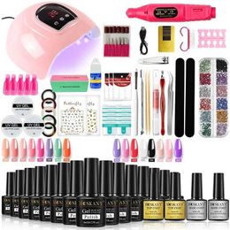 Nail Art Kits MOSKANY professional nail set with UV LED light and nail drill Soak Off nail polish set for operating tool set T240510