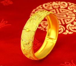 Elegant Wedding Bridal Accessories 18K Solid Yellow Gold Filled Phoenix Pattern Womens Bangle Bracelet Openable Jewellery Gift9835381