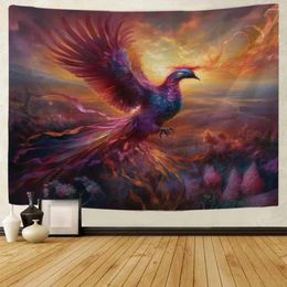 Tapestries Fantasy Phoenix Tapestry Flame Bird Animal Home Decoration Wall Hanging Cloth Dormitory Studio