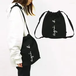 Backpack Japan Fashion Agnisb Drawstring Pocket Shoulder Bag Shopping Large Capacity Foldable Canvas Storage