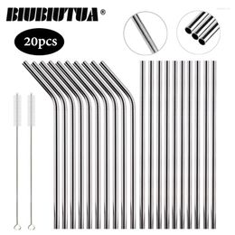 Drinking Straws BIUBIUTUA 6 215mm Eco-friendly Reusable Metal Set 304 Stainless Steel Straw Cocktail Party Favour Bar Accessory