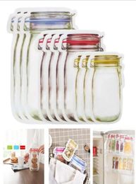 Reusable Mason Jar Zipper Bags Reusable Snack Saver Bag Leakproof Food Sandwich Storage Bags Fridge zing Food Storage Bag7008694