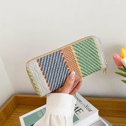 Wallets Women Long Luxury Flax Material Purses For Ladies Girl Money Pocket Card Holder Female Phone Clutch Bag