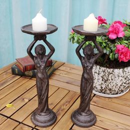 Candle Holders Wrought Iron Creative Holder European Retro Rustic Wedding Dinner Table Centerpiece Decorations Bougeoir Home Item AH50CH