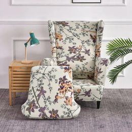 Chair Covers Leaves Printed Wing Cover Stretch Spandex Armchair Washable Removable Non Slip Sofa With Seat Cushion