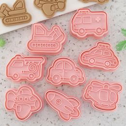 Baking Moulds 8 Pcs Set Diy Transportation Cartoon Biscuit Mould 3D Biscuits Mold Plastic Cookie Decorating Tools