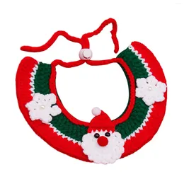 Dog Collars Knitting Cat Collar Holiday Santa Claus For And Xmas Dress Up Neckwear Hand Woven Scarf Kitten Necklace Accessories